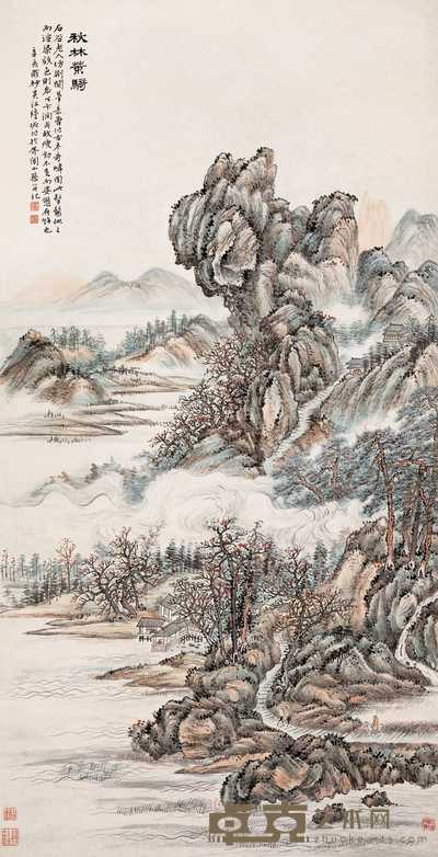陆恢 秋林策骑图 轴 130.4×67.1cm